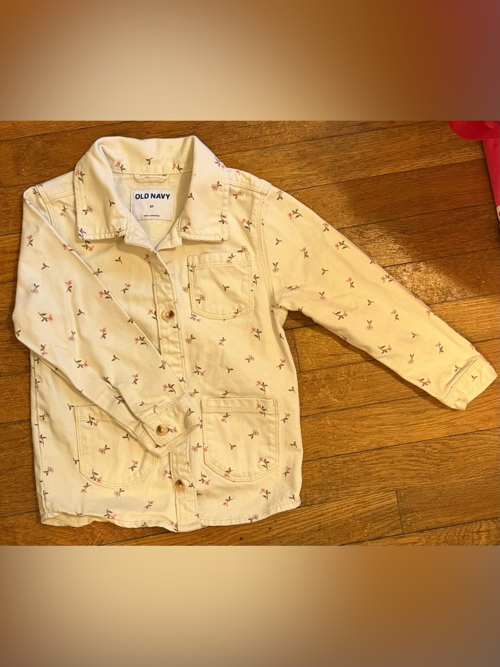 Old Navy Cream Jacket with Pink Floral Print